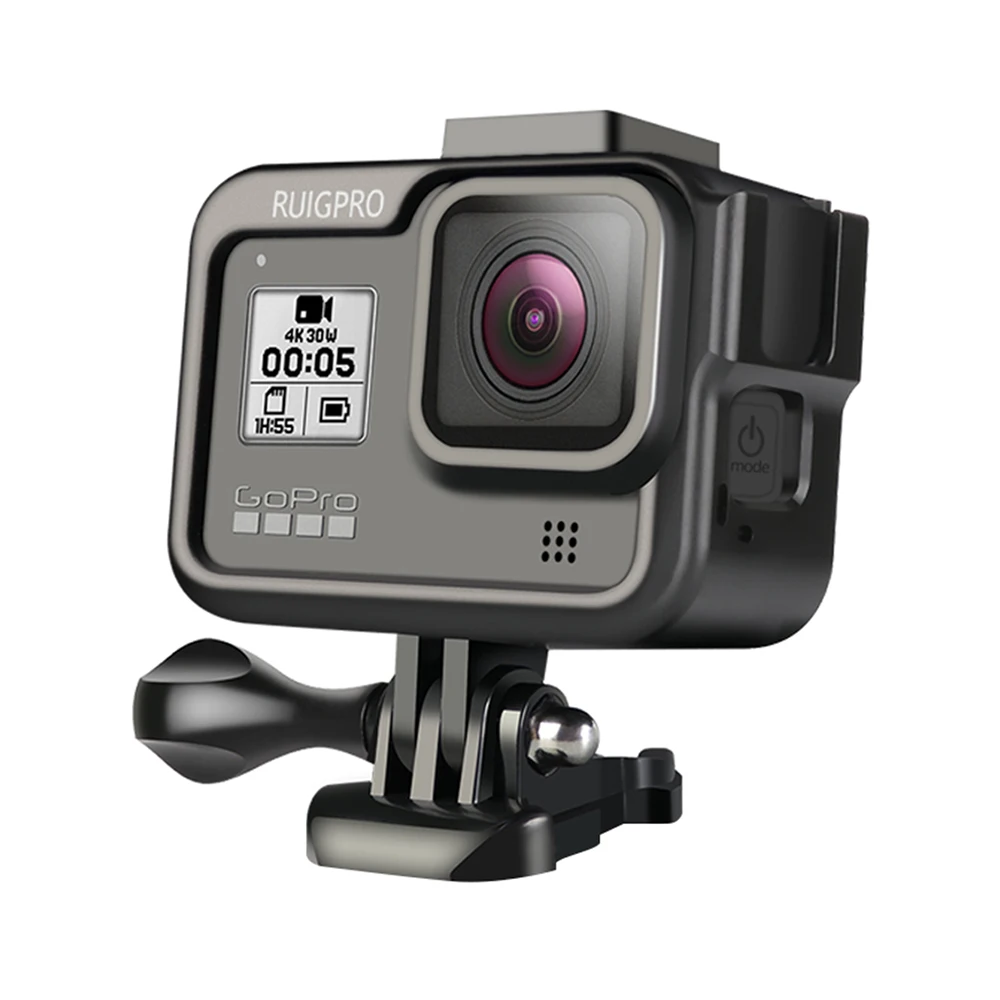 Защитный чехол RUIGPRO Vlog для камеры Gopro Hero 8, чехол для камеры с холодным башмаком для микрофона, видео светильник, аксессуары для камеры - Цвет: Metal Case