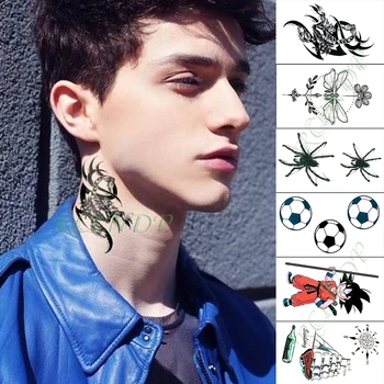 

Waterproof Temporary Tattoo Sticker spider football boat totem dragon ball fake tatto neck arm flash tatoo for kid men women