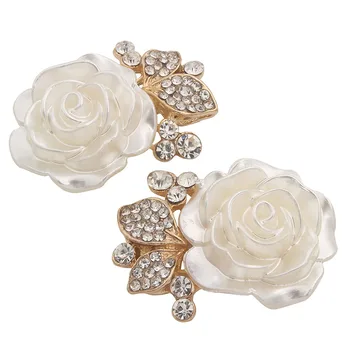 

Rhinestone Pearl Decorative Buttons for Crafts Crystal Resin Button Flatback Applique Craft-supplies 35mm 5pieces