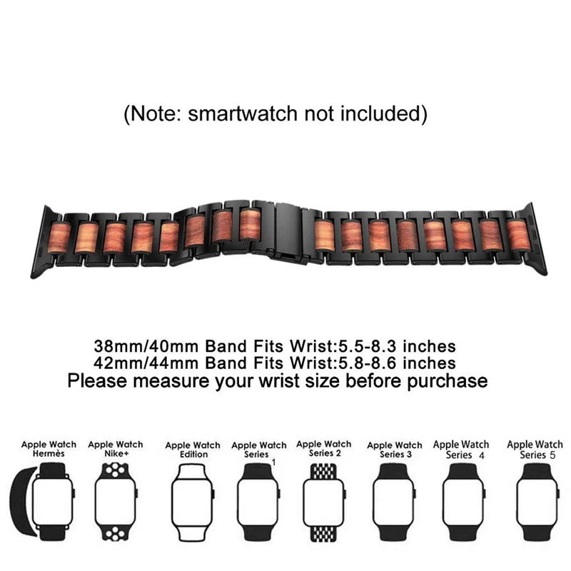 Деревянный красный ремешок из сандалового дерева для наручных часов apple watch 42 мм