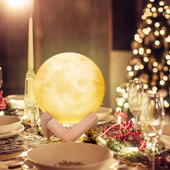 

16 Colors Lunar Lamp LED Night Light 3D PrintedCreative Moon Lamp with Remote Control Stand for Children Girls