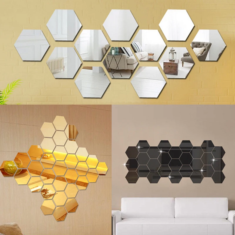 1 шт. 4 6x2 3 см 3D шестигранного акрилового зеркала стены Стикеры s DIY искусство