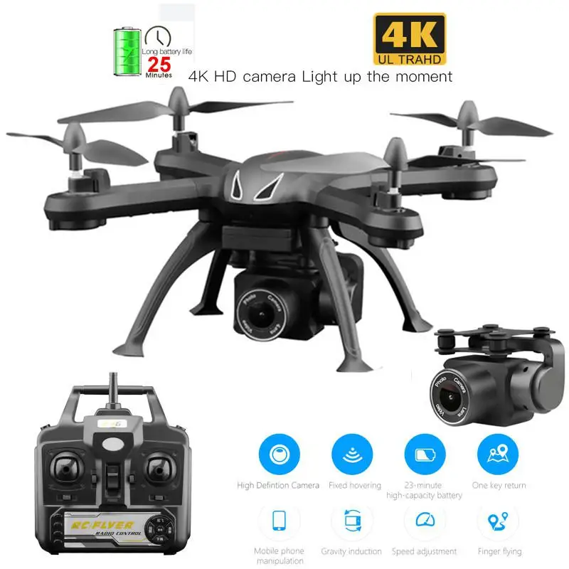 

Best RC Drone 4K HD Camera With Live Video Quadcopter WIFI FPV Drone One-button Return Flight Hover Fly 25mins RC Helicopter