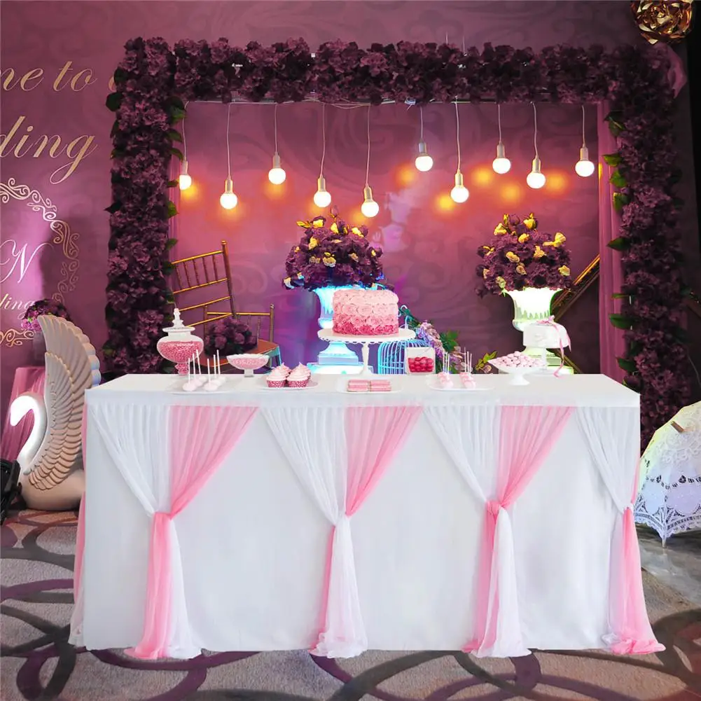 Stripe Style Table Skirt Cover Tableware Cloth Rectangle Table Baby Showers Birthday Party Wedding Decor Skirt Tablecloth