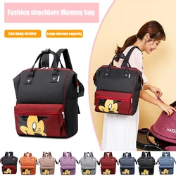 Disney Bolso de maternidad de Mickey Mouse para bebé, bolsa de pañales de gran capacidad, cochecito de viaje, mochila impermeable para mamá, bolsas de pañales para bebé