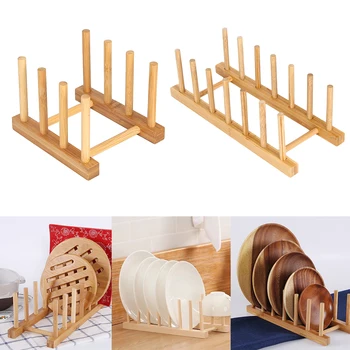 

Wood Plate Drain Rack Pot Lid Dish Bowl Cup Holder Book Storage Shelf Kitchen Organizer DIY Dishes Cutlery Dry Drain Rack