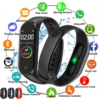 

M4 Smart Watch Band Bracelet Bluetooth Waterproof Blood Pressure Fitness Tracker Heart Rate Monitor Men Smartwatch Android Women