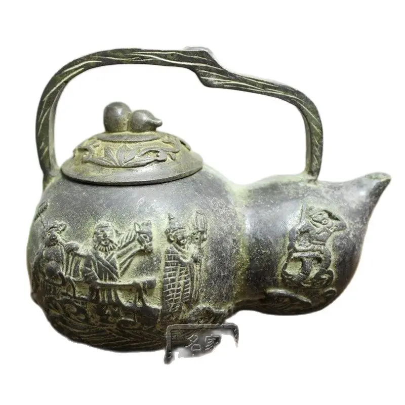 

Antique bronze crafts bronze brass miscellaneous collection round pot pot kettle ornaments
