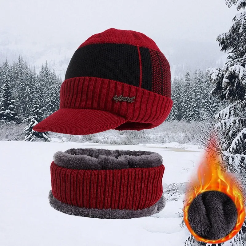 2021 Winter Hat For Men Solid Men's Knitted Hat Winter Beanies Hat Warm Outdoor Cold-proof Accessories Thick Fleece Inside Cap fisherman skully