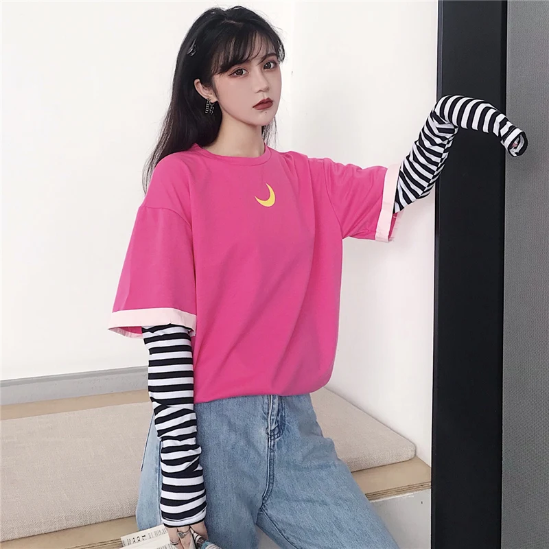 Женские топы moda feminina, женская одежда, футболки с длинным рукавом, с круглым вырезом, в стиле пэчворк, ins, повседневные, весна-осень, новые женские футболки
