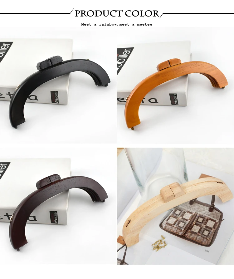 1Pc 20/25cm Wooden Purse Frame Handbag Handle Woven-Bag Closure Kiss Clasp Bag Wallet DIY Handmade Sewing Brackets Accessories