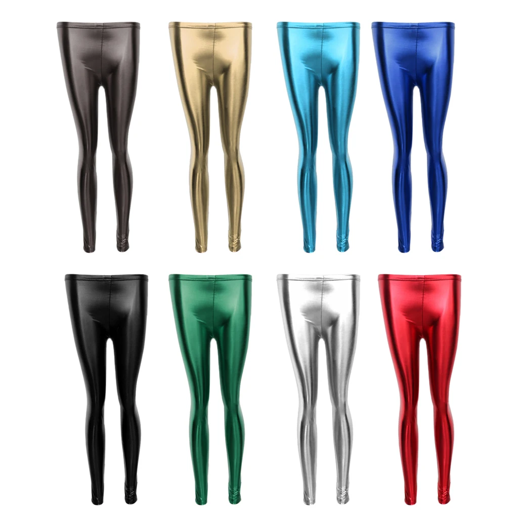 Women Skinny Faux Leather Leggings Wet 