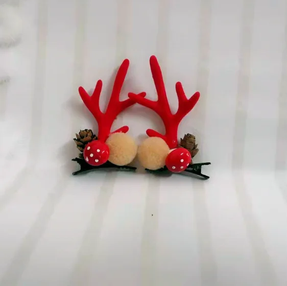 2 шт. орнамент рога Рождественская тиара имитирует маленькие рога уши Минни-Маус рождественские украшения оленей C163 - Цвет: H   Red 2PCS