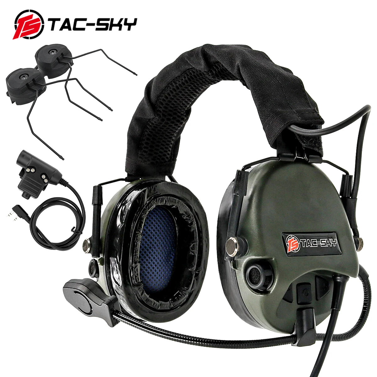 TAC-SKY TEA Hi-Threat Tier 1 силиконовые наушники охотничьи спортивные военные наушники с шумоподавлением тактическая гарнитура+ U94 PTT+ кронштейн для шлема