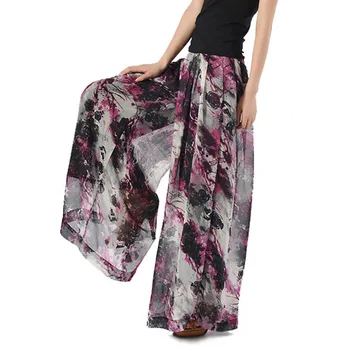 

Flower central spring and summer new chiffon skirt pants wide-leg pants skirt trousers casual pants fashion printing women's pan