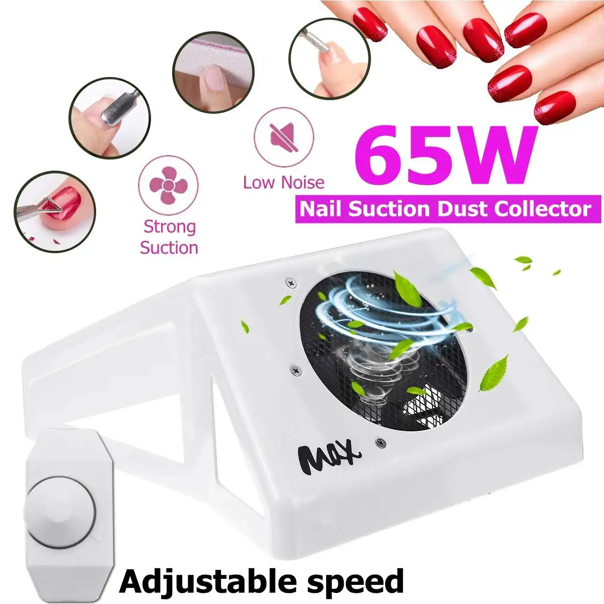 

65W Strong Adjustable Speed Collector For Nail Dust Fan Vacuum Cleaner For Manicure Tool Vacuum Suction Nail Art Equipment Tool