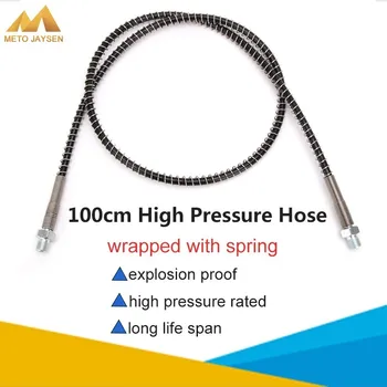 

M10x1 Thread 100cm Nylon Hose High Pressure Hose Wrapped with Stainless Steel Spring and Quick Connectors for Air Refilling