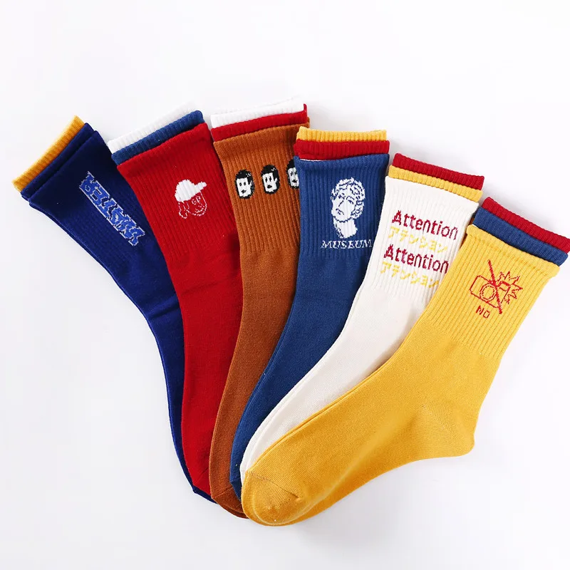 Женские хлопковые носки с принтом в европейском и американском стиле дышащая