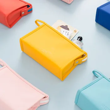 

Solid Color Cosmetic Bag Portable Cosmetic Bag Hand-held Cosmetic Bag Storage Bag PU Cosmetic Bag Pattern Type Style Item Width