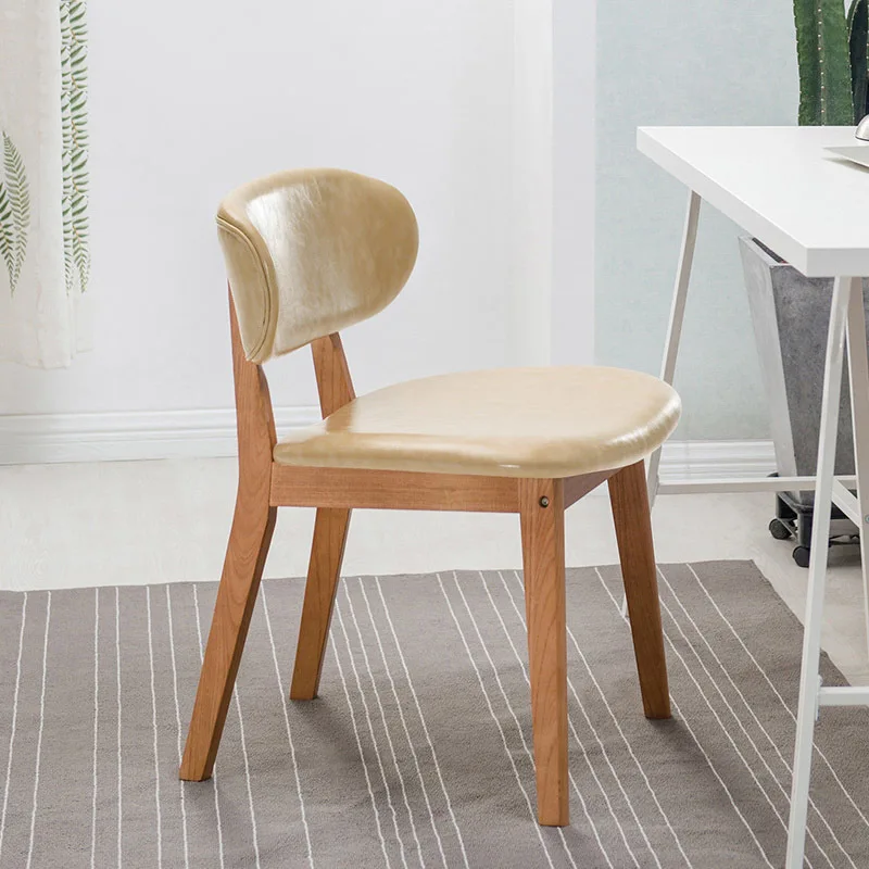 

Modern Solid Wood Dining Chair Dining Room Dining Chair Nordic Home Bedroom Study Office Lounge Fabric Solid Wood Lounge Chair