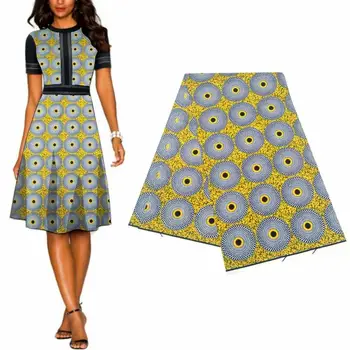 

Fashion style Ankara African Wax Fabric Veritable Real Wax Fabric Polyester Sewing Dress Materia 6yards S20615-1