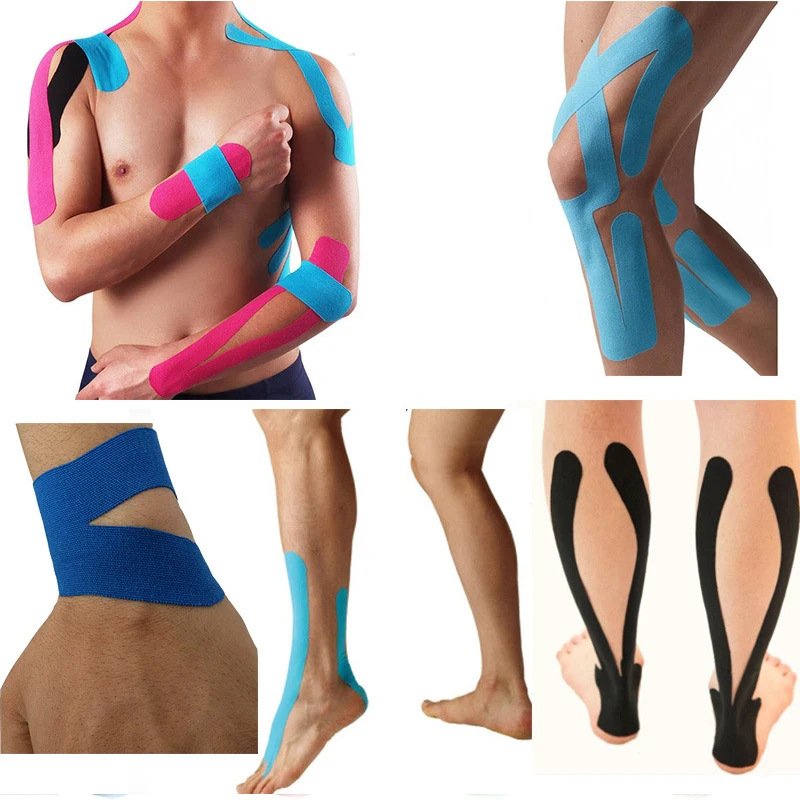 Cinta de kinesiología impermeable, cinta deportiva de 2,5/5cm, vendaje elástico para fútbol y rodilla