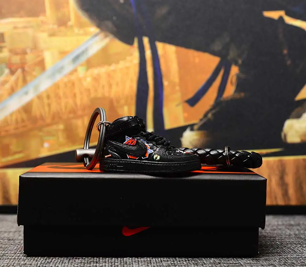 a shoe w rope Дропшиппинг aj1 offwhite Chicago Unc брелок в виде кроссовка Air Jordan 1 3D мини-кроссовки запатентованный спортивный обувной брелок с кроссовком - Цвет: a shoe w rope