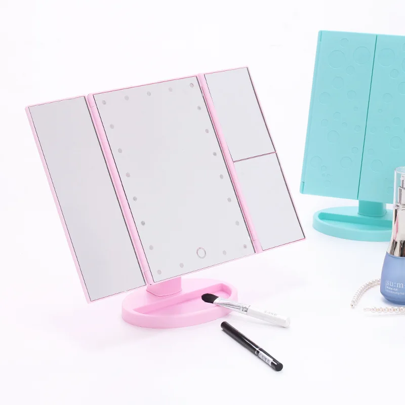 

Mirror LED Make-up Mirror Desktop Three Folding Mirror Multi-Multiple Beautification High-definition Mirror Douyin Celebrity Sty