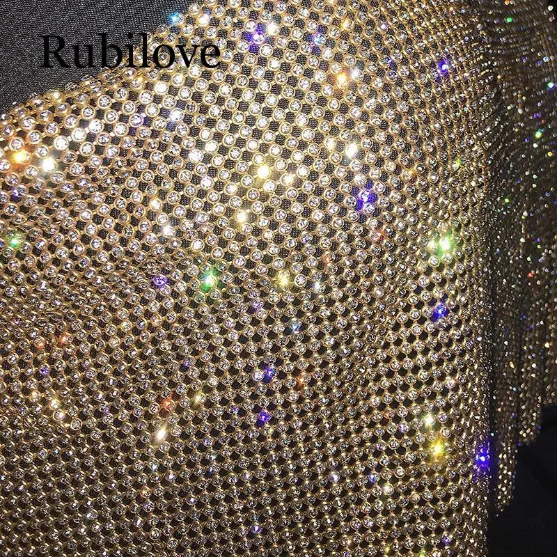 Rubilove, сексуальные женские блестящие майки, топы с золотыми блестками и металлическими бриллиантами, топы, майка, футболка с блестящими кристаллами, базовые Топы для ночного клуба