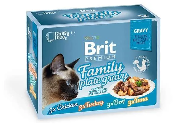 Корм для кошек, Brit, кусочки в соусе, 12*85г