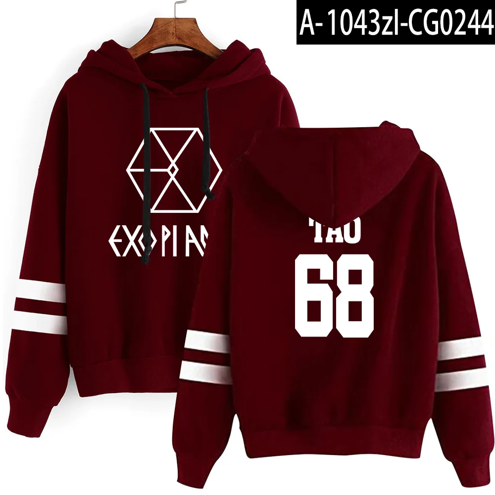 EXO толстовка с капюшоном корейский эксклюзивный стиль толстовки с длинными рукавами женская модная повседневная зимняя теплая Кепка, толстовка S-2XL - Цвет: 19