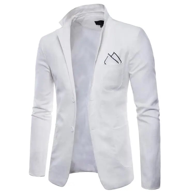 Повседневные модные костюмы Мужской Блейзер masculino slim fit casaco jaqueta masculina пальто Мужская куртка Осень Белый - Цвет: 1