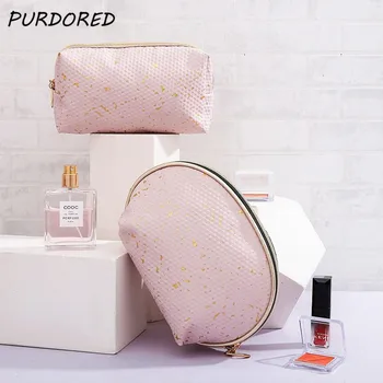 

PURDORED 2 pcs/set vintage women Cosmetic Bag waterproof Makeup Bag Female Beauty Case Travel Portable Toiletry Makeup Case Bag
