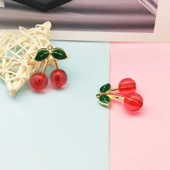 

10pcs 123x28mm Cherry Enamel Charm For Jewelry Making Earring Pendant Fruit Charm Bracelet Necklace Charm Diy Finding