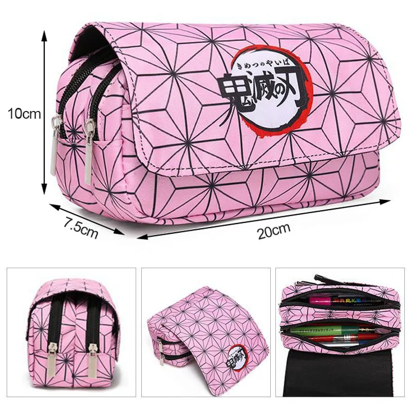 1Pcs Anime Demon Slayer Kimetsu No Yaiba Pencil Case Zipper Student Stationery Wallet Storage Bag School Season Gift