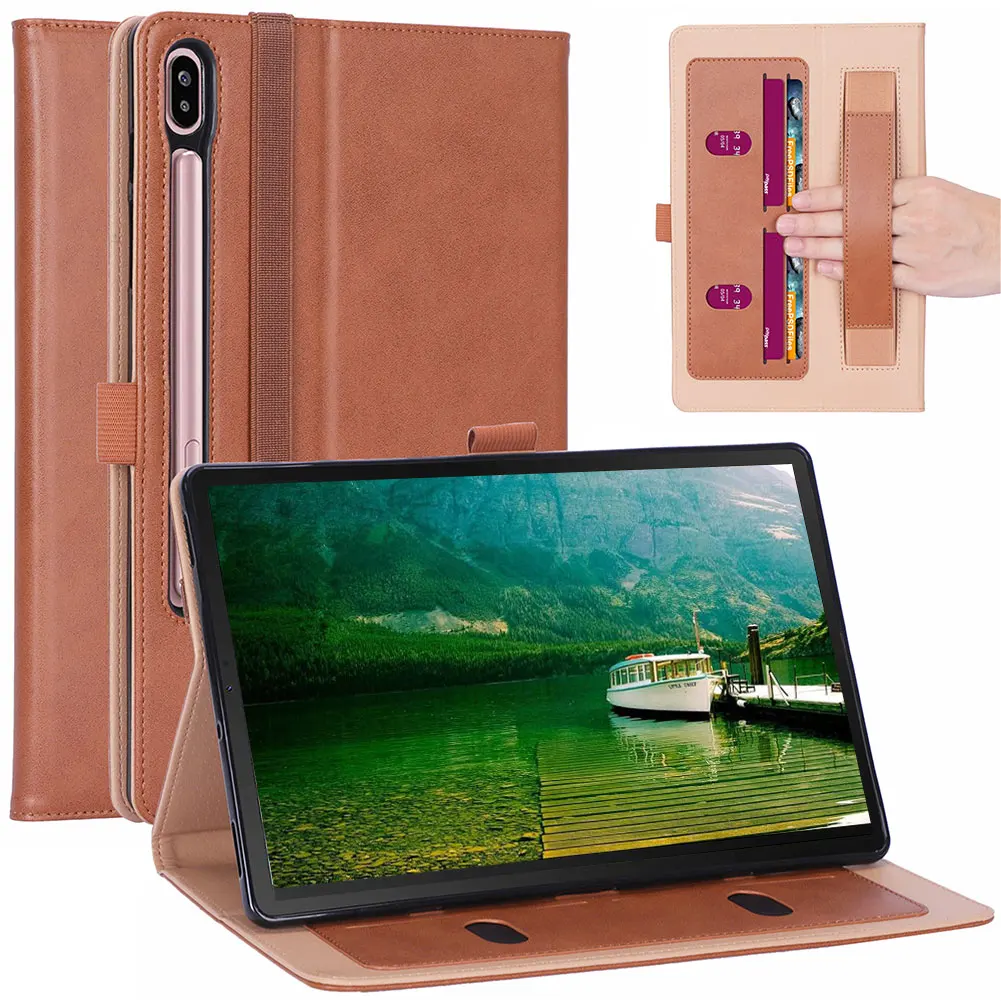 Флип-чехол из искусственной кожи с подставкой для Samsung Galaxy Tab S6 10,5 дюймов SM-T860 SM-T865 чехол бизнес Авто Режим сна смарт-чехол - Цвет: Brown