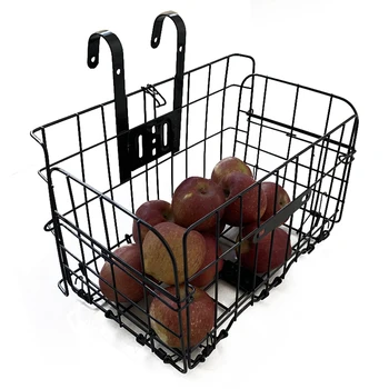 

Bike Front Basket Foldable Bicycle Storage Rear Basket Large Capacity Folding Metal Wire Handlebar Basket Cycling Accessories