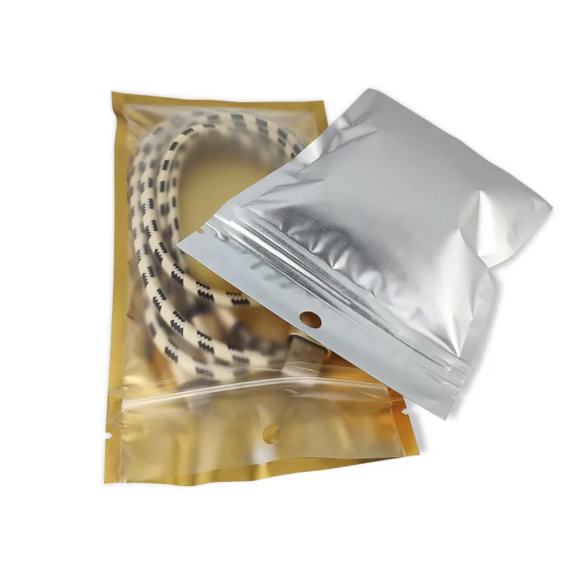 100 шт Высокое качество матовое золото полупрозрачная алюминиевая фольга ziplock мешок еда конфеты зерна проволока упаковка мешков для хранения с окном