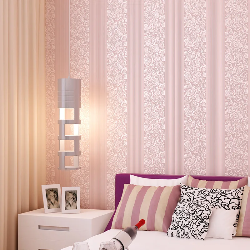 

Hotel Studio Plain Color Engineering Wallpaper Hotel Wall-to-Wall Stripes Solid Color Living Room Television Background Wall Wal