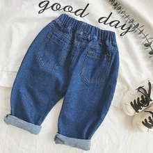 Детская одежда из Южной Кореи; сезон весна; стиль; джинсы для маленьких девочек и мальчиков; длинные брюки