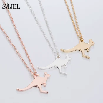 

SMJEL Cute Animal Kangaroo Necklace Pendants for Wome Stainless Steel Quokka Wallaby Necklace Kids Jewelry Collier Birthday Gift