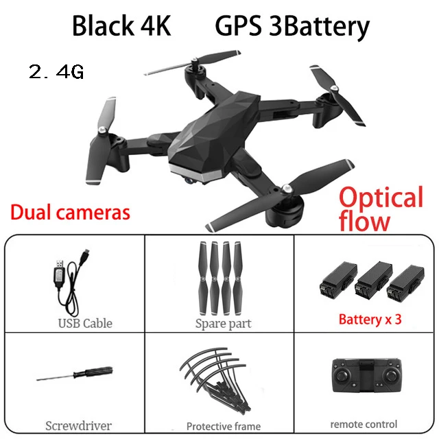 C53 gps Дрон с 4K HD камерой 5G wifi FPV RC Квадрокоптер складной Профессиональный вертолет с дистанционным управлением дроны Новая игрушка - Цвет: Black 4k 2.4Ggps 3B