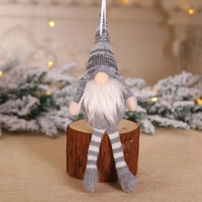 Cute Christmas Decoration Sitting Long Leg No Face Elf Doll Decorations For Festival Home Decor Kids New Year Gift