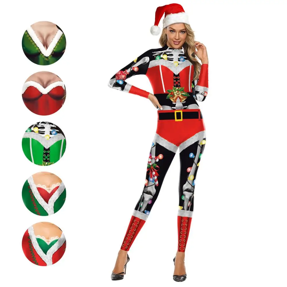 

2019 Christmas New festivals 3D digital printing long-sleeved slacks Christmas printing slacks Cosplay Santa Claus jumpsuit