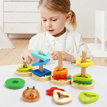 

Wooden Montessori Toy Kids Geometric Shape Sorting Board Baby Puzzle Early Educational Toy learning math toys for children