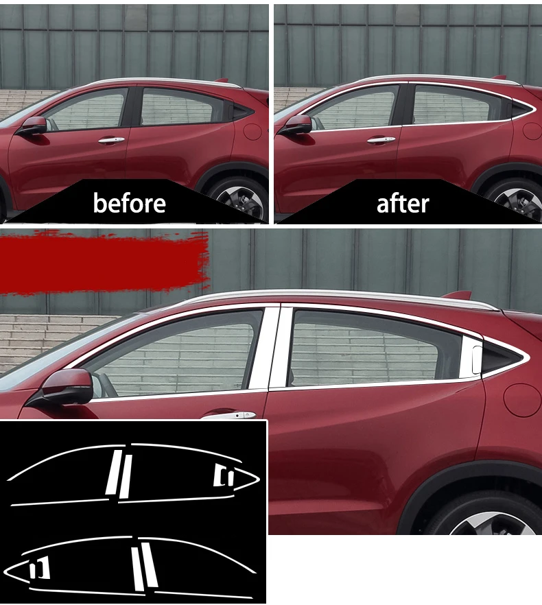Нержавеющая сталь окна автомобиля планки для honda hrv honda vezel