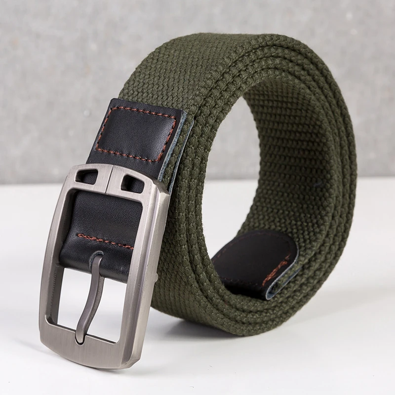 G Army green 2 Мужской ремень, качественный, брезентовый, с пряжкой, мужской ремень, Повседневный, Спортивный, джинсы, Дикий Пояс, брезентовый пояс, тканевый ремень, мужские ремни, роскошные - Цвет: G Army green 2