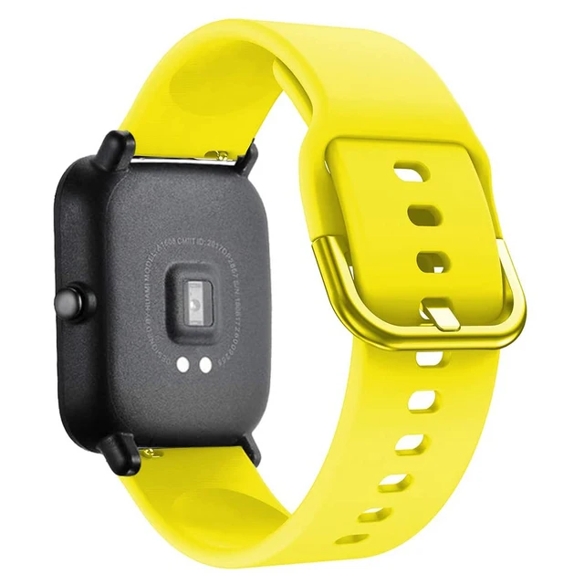 20mm 22mm Watch band For Amazfit GTS 2/3/2e/GTS 2 Mini/GTR 3 Pro/2/2e/42mm/47mm Silicone Sport Bracelet Amazfit bip u pro strap yellow 4