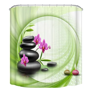 

Creative Printed Pattern Simple Bath Curtain Fashion Shower Curtain for Home Bathroom Dormitory Green (150x180cm)
