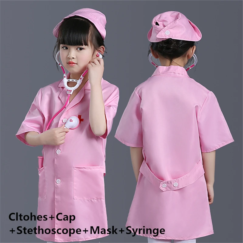 Cltohes Cap with toy 12 видов стилей, костюм доктора, костюм медсестры для малышей, медицинская куртка+ шапочка+ игрушка, детская одежда для выступлений, униформа медсестры для девочек ростом от 100 до 170 см - Цвет: Cltohes Cap with toy